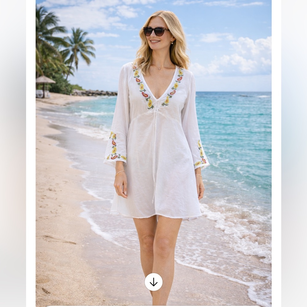 STUNNING Luxury Resort  Floral cover up cotton Luli Fama size M//L price firm